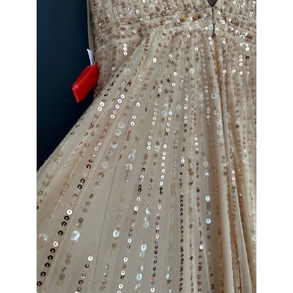 Mac Duggal Sequin Plunge Neck Maxi Evening Gown in Sunset NEW Size 6 - Picture 11 of 16